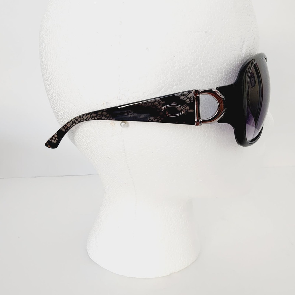 Oscar de la Renta Large Black Animal Print Sunglasses Oversized Rounded Square - Picture 2 of 7
